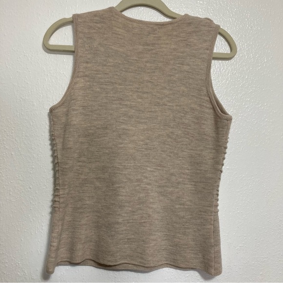 Paraphrase Textured 100% Merino Wool M Women’s Vest Beige/Gray Made in Australia - Picture 2 of 7